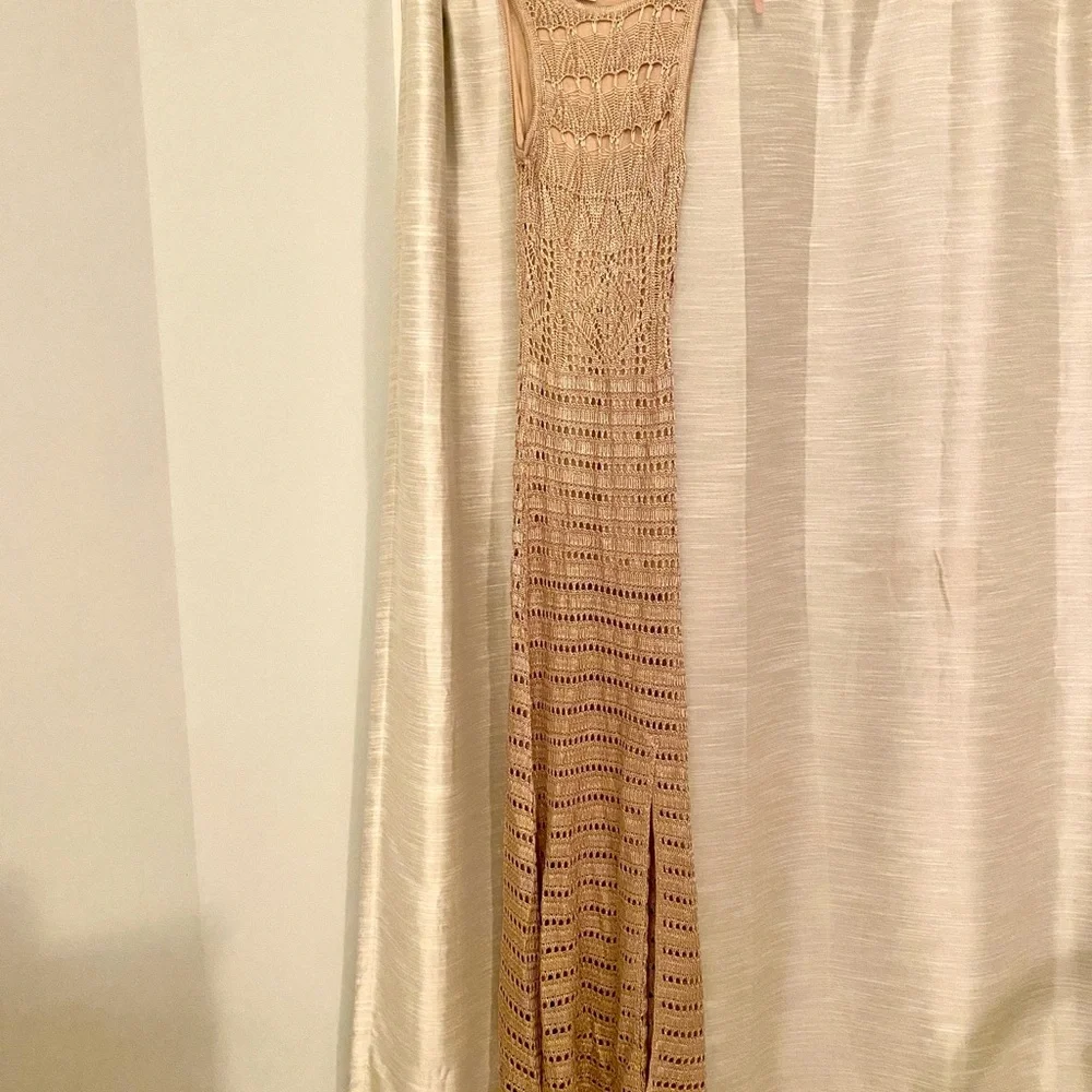 Gold Metallic Crochet Maxi Dress (New w/o tags) - Picture 4 of 7